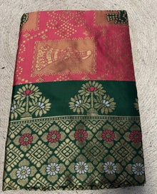 Generic Women's Jacquard Printed Saree With Unstitched Blouse 5.5Mtr (Pink)