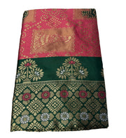 Generic Women's Jacquard Printed Saree With Unstitched Blouse 5.5Mtr (Pink)
