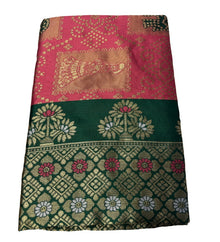 Generic Women's Jacquard Printed Saree With Unstitched Blouse 5.5Mtr (Pink)