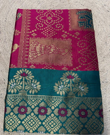Generic Women's Jacquard Printed Saree With Unstitched Blouse 5.5Mtr (Magenta)